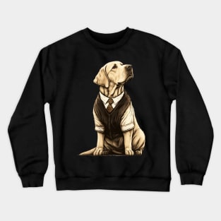 Regal Retriever: A Labrador in Formal Clothing Crewneck Sweatshirt